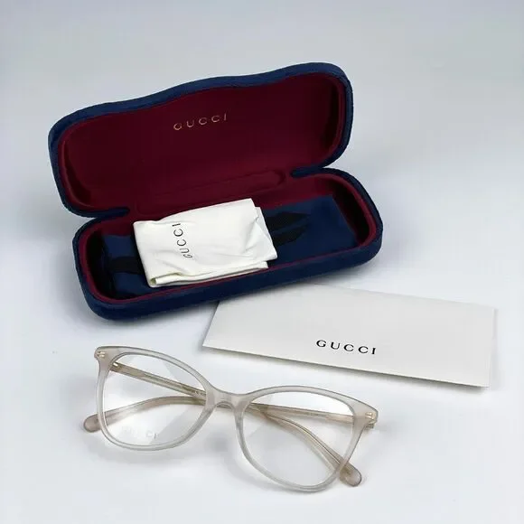 NEW Gucci GG1360O 004 Beige Clear Transparent Square Women